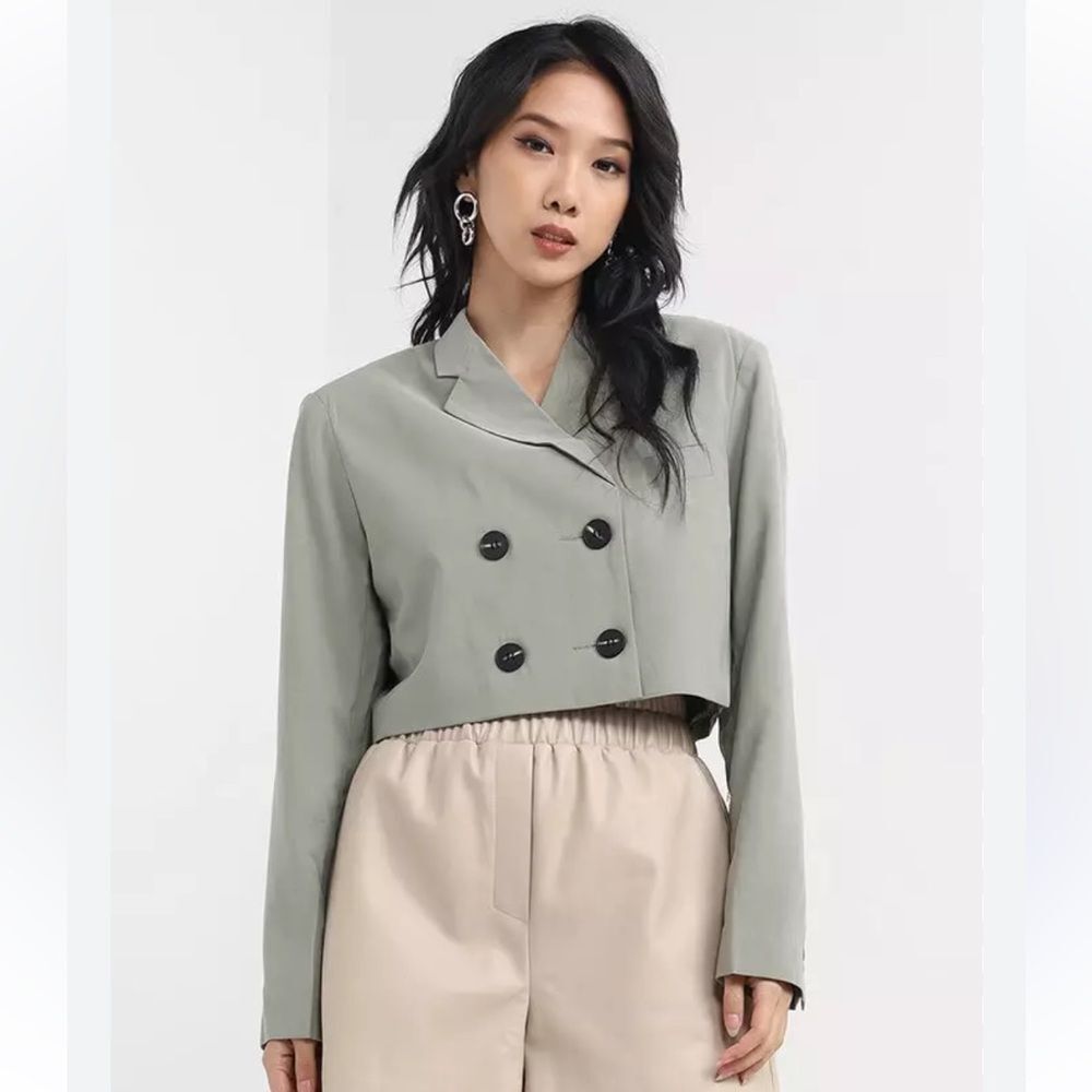 NWT Topshop Nordstrom Coordinate Cropped Blazer in Sage Size 2 Small